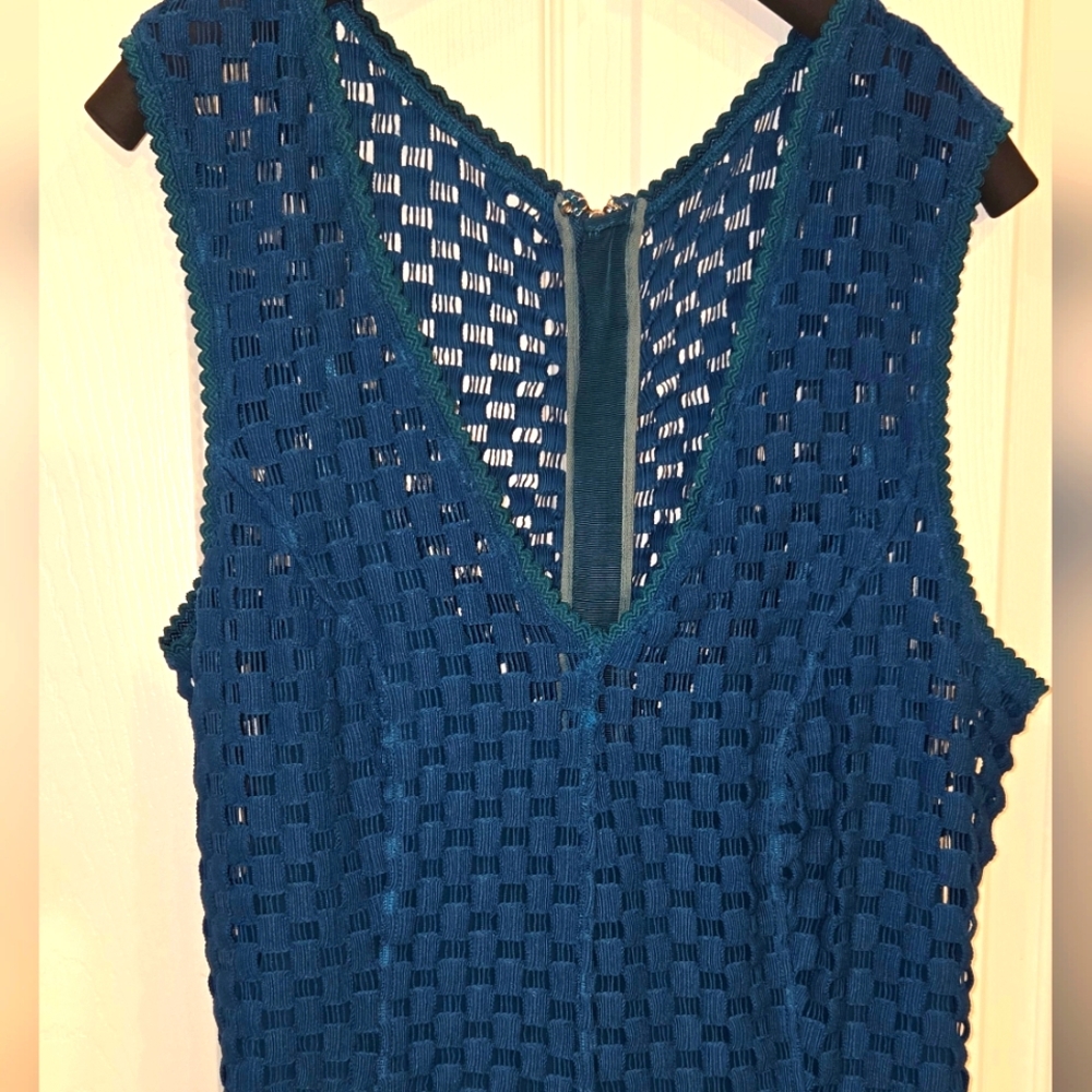 Tracy Reese Teal Crochet Design Dress